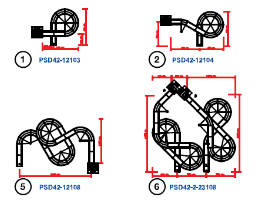 อุปกรณ์สระว่ายน้ำ AQUA SLIDE Slider Size 42 Open Flume With Splash Guard At Curve