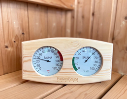 อุปกรณ์สระว่ายน้ำ เทอร์โม-ไฮโกรมิเตอร์ หน้าคู่ , ไม้สน (Pine)